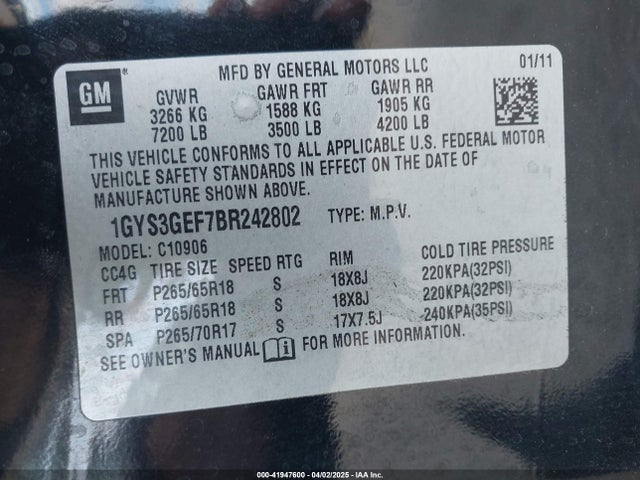 2011 CADILLAC ESCALADE ESV 1GYS3GEF7BR242802 Photo 8