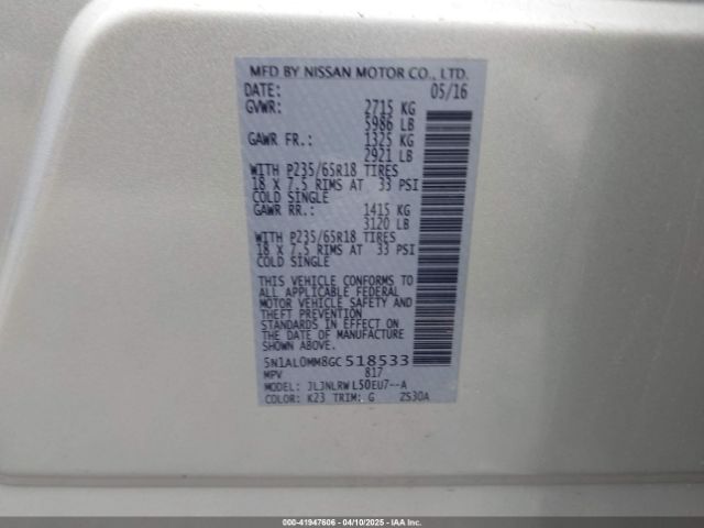 5N1AL0MM8GC518533 Infiniti QX60