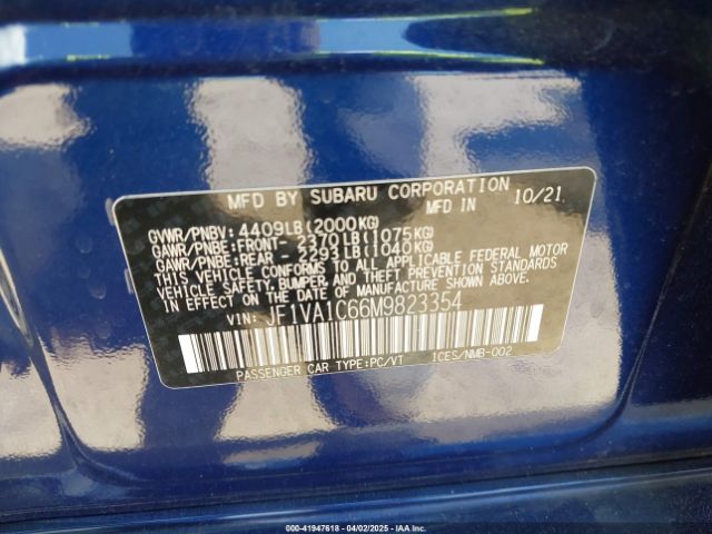 JF1VA1C66M9823354 Subaru Wrx Premium