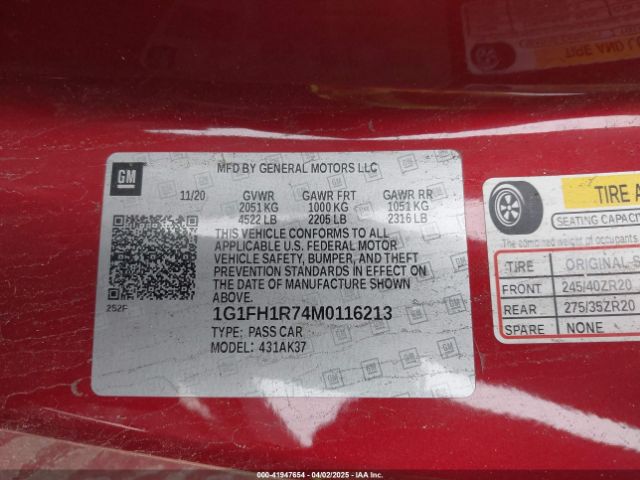 2021 CHEVROLET CAMARO 1G1FH1R74M0116213 Photo 8