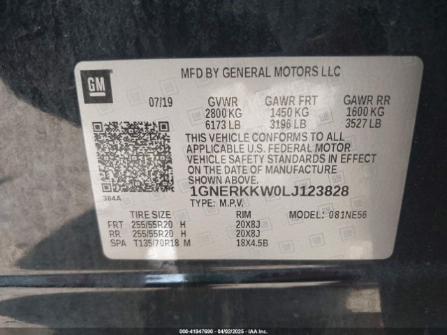 1GNERKKW0LJ123828 Chevrolet Traverse Fwd Premier