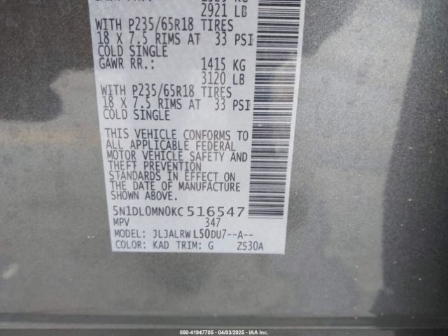 5N1DL0MN0KC516547 Infiniti QX60 LUXE
