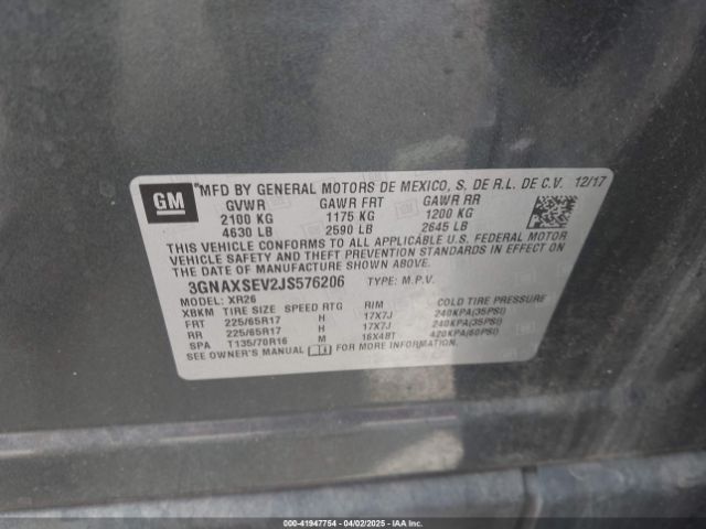 3GNAXSEV2JS576206 Chevrolet EQUINOX LT