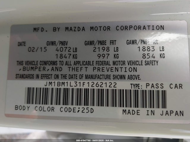 JM1BM1L31F1262122 Mazda py