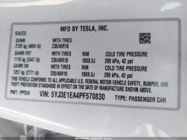 2023 TESLA MODEL 3 5YJ3E1EA4PF570830 Photo 8