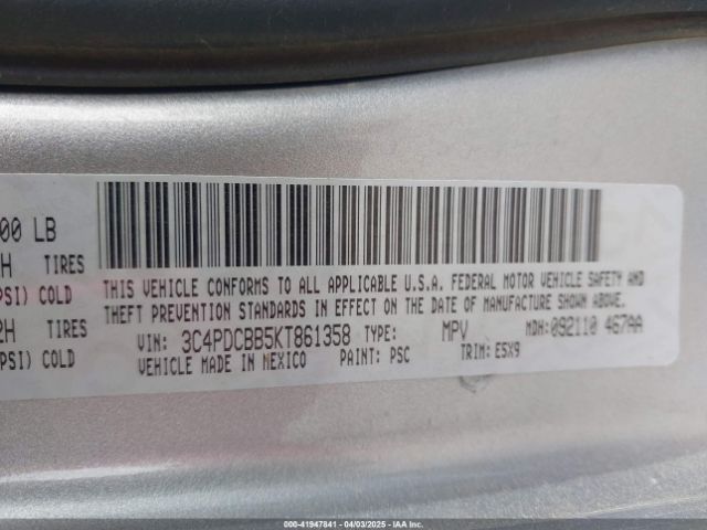3C4PDCBB5KT861358 Dodge JOURNEY SE