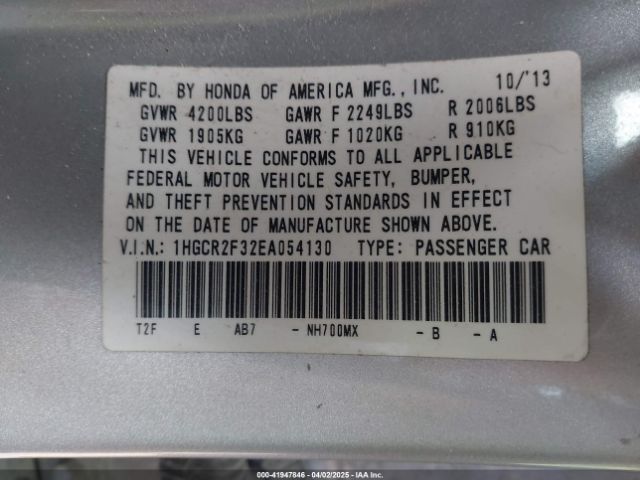 1HGCR2F32EA054130 Honda ACCORD LX