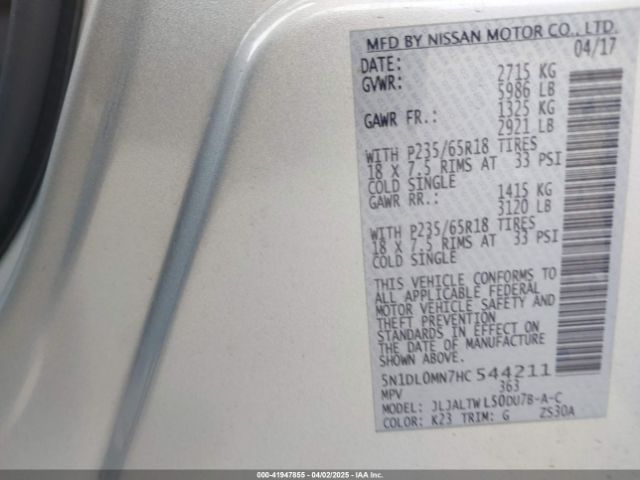5N1DL0MN7HC544211 Infiniti QX60