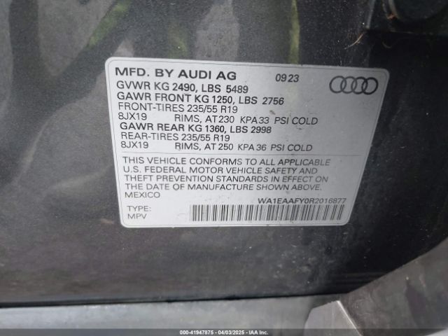 WA1EAAFY0R2016877 Audi Q5 Premium Plus 45 Tfsi S Line Quattro