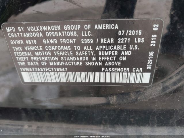 1VWAT7A31FC118947 Volkswagen Passat 1.8t Limited Edition