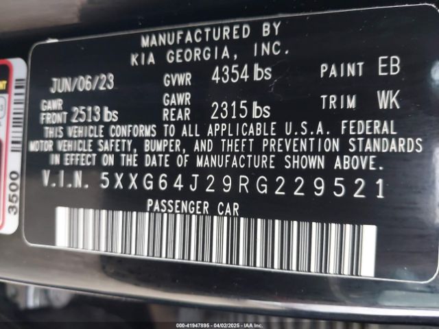 5XXG64J29RG229521 KIA K5 Gt-line