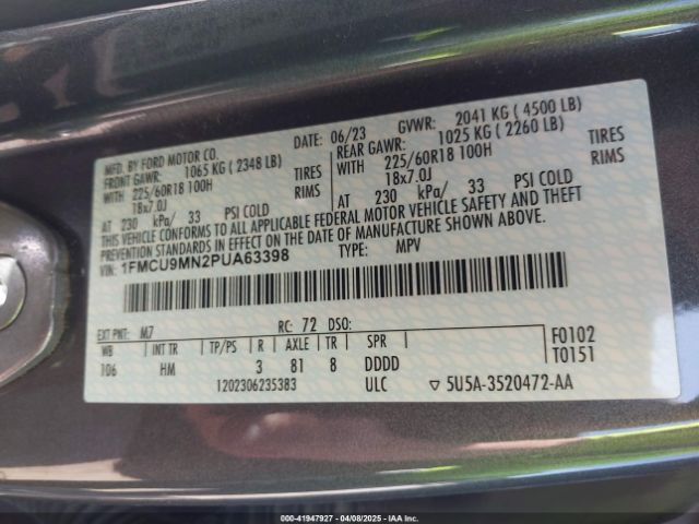 1FMCU9MN2PUA63398 Ford Escape St-line