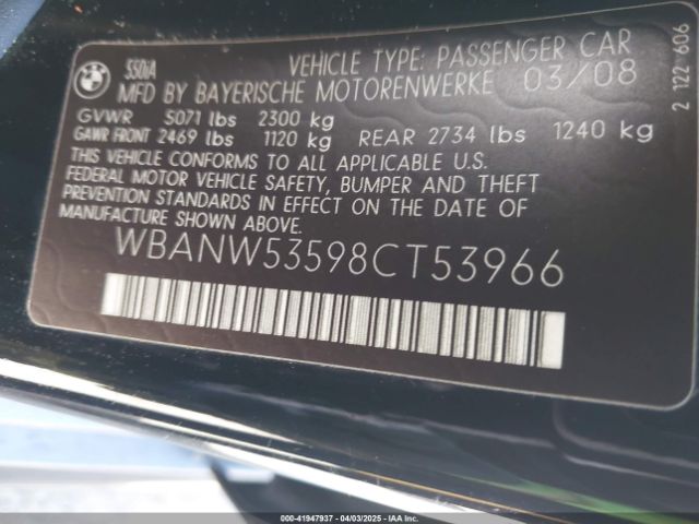2008 BMW 550I WBANW53598CT53966 Photo 8