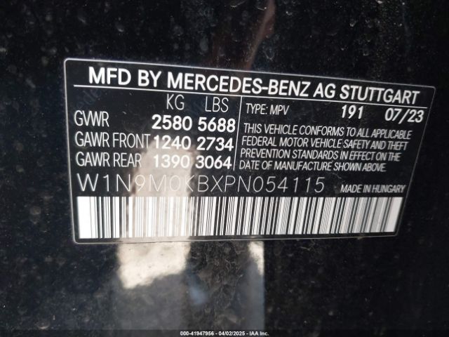 W1N9M0KBXPN054115 Mercedes-Benz Eqb 300 Suv 4matic