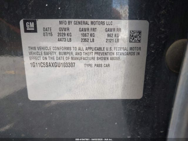 1G11C5SAXGU103307 Chevrolet Malibu Limited Lt