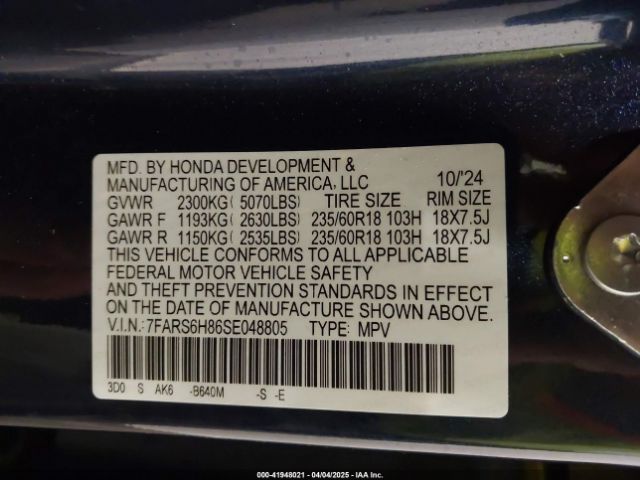 7FARS6H86SE048805 Honda Cr-v Hybrid Sport-l