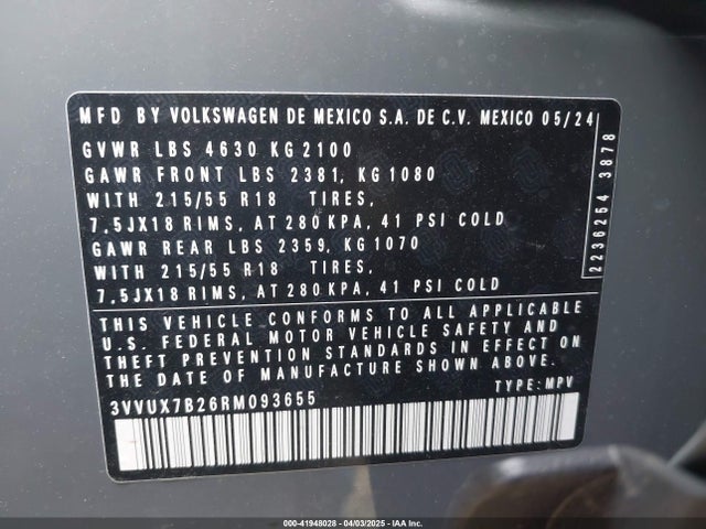 3VVUX7B26RM093655 Volkswagen Taos 1.5t Se