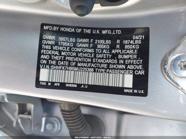 SHHFK7H95MU225388 Honda Civic Sport Touring