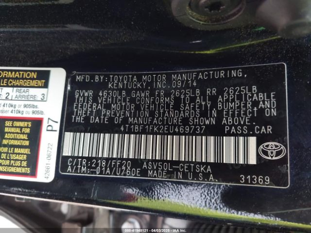 4T1BF1FK2EU469737 Toyota CAMRY SE