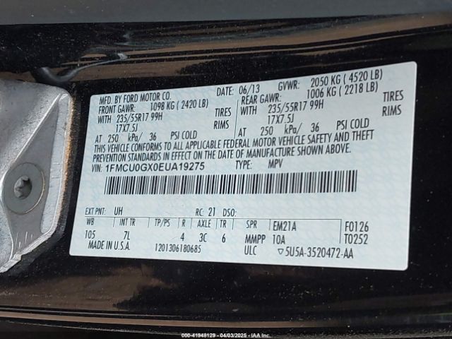 1FMCU0GX0EUA19275 Ford ESCAPE SE