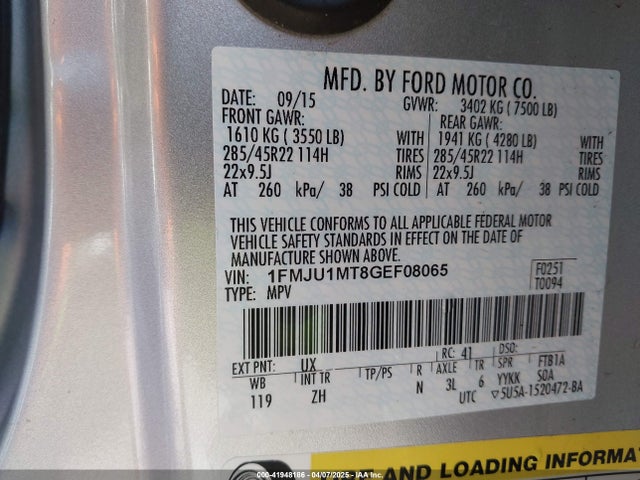 1FMJU1MT8GEF08065 Ford Expedition Platinum