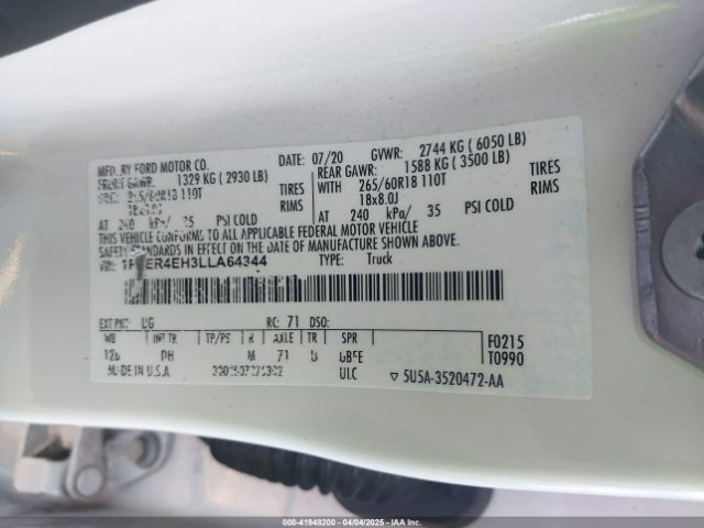 1FTER4EH3LLA64344 Ford Ranger