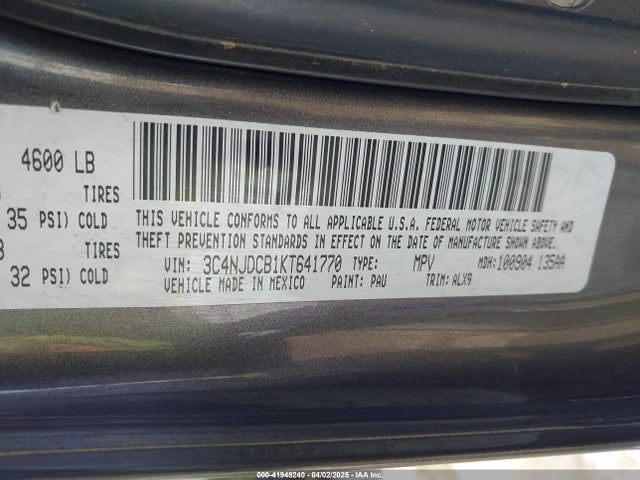 3C4NJDCB1KT641770 Jeep Compass Limited 4x4