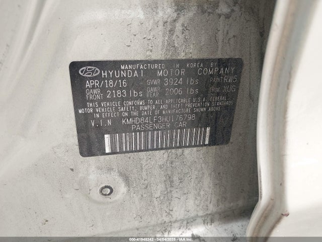 KMHD84LF3HU176798 Hyundai Elantra Limited