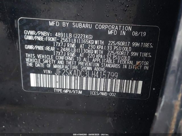 JF2SKADC3LH415799 Subaru naturally aspirated u5