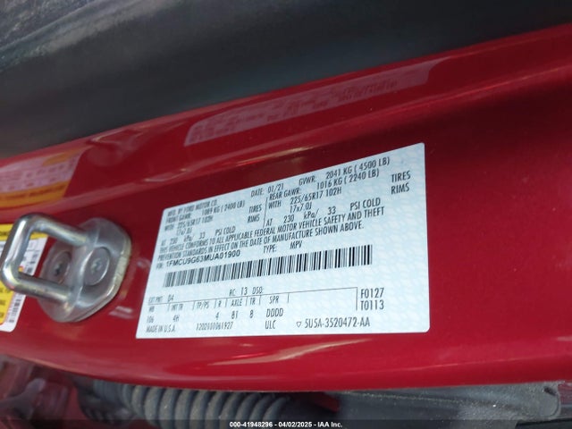 1FMCU9G63MUA01900 Ford ESCAPE SE