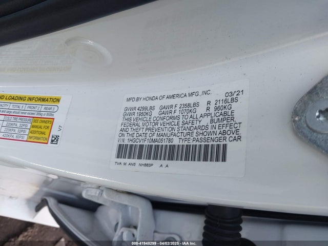 1HGCV1F10MA051780 Honda ACCORD LX