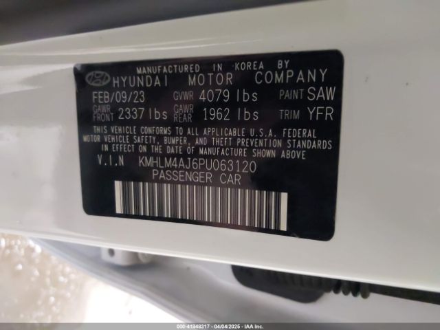 KMHLM4AJ6PU063120 Hyundai Elantra Hybrid Blue