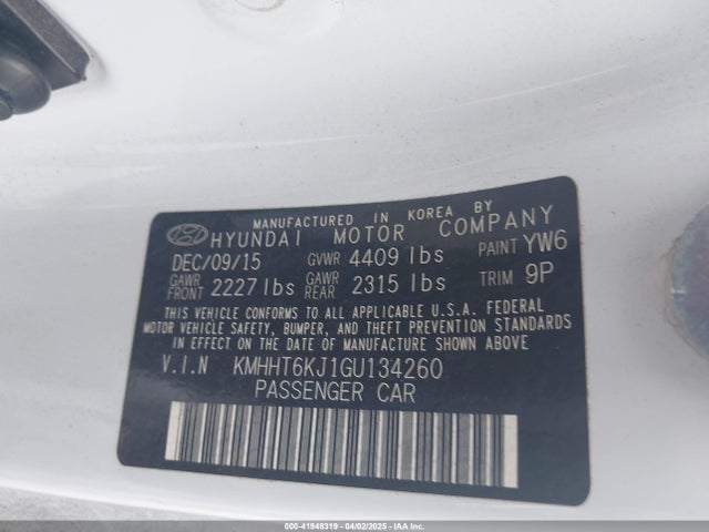KMHHT6KJ1GU134260 Hyundai Genesis 3.8 Base