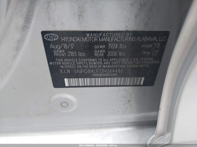 5NPD84LF1JH264446 Hyundai Elantra Value Edition