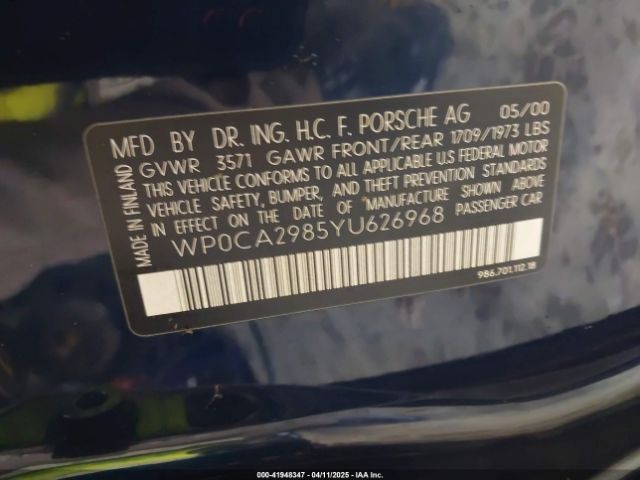 2000 PORSCHE BOXSTER WP0CA2985YU626968 Photo 8