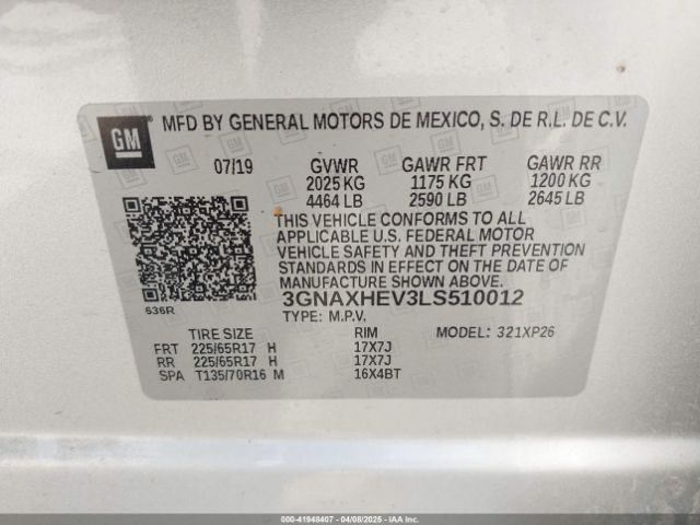 3GNAXHEV3LS510012 Chevrolet Equinox Fwd Ls