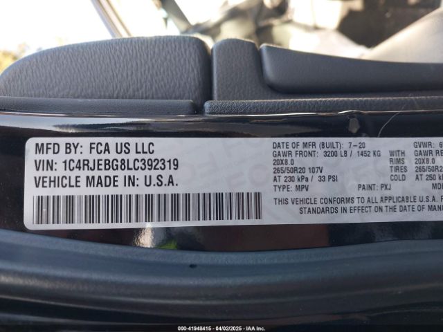 1C4RJEBG8LC392319 Jeep Grand Cherokee Limited X 4x2