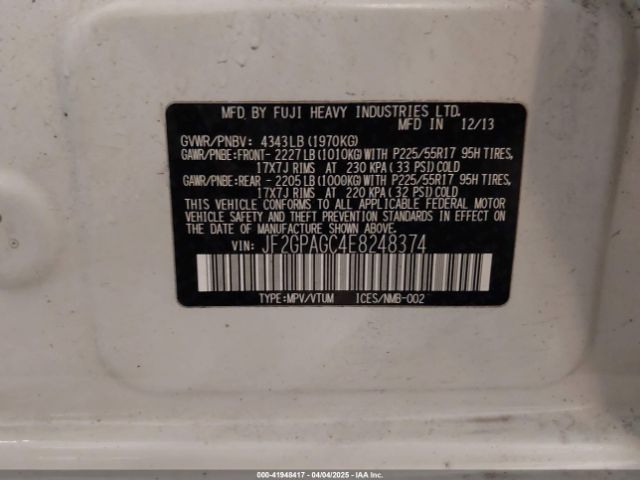 JF2GPAGC4E8248374 Subaru Xv Crosstrek 2.0i Limited