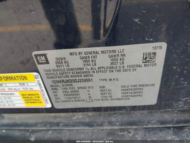 1GNKRJKD3GJ239591 Chevrolet Traverse Ltz