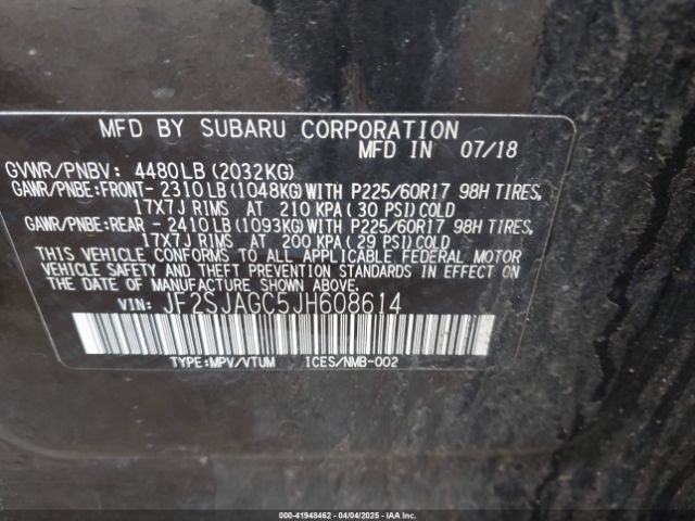 JF2SJAGC5JH608614 Subaru Forester 2.5i Premium