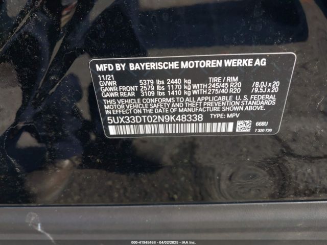 5UX33DT02N9K48338 BMW X4 Xdrive30i