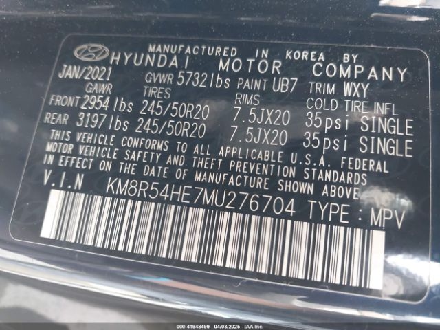2021 HYUNDAI PALISADE KM8R54HE7MU276704 Photo 8