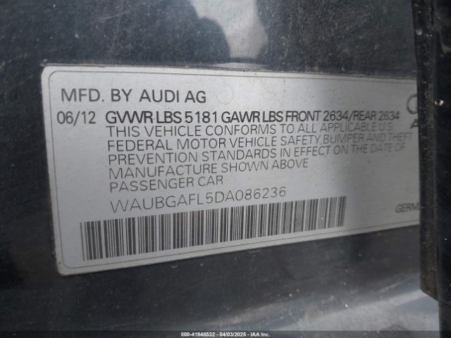 2013 AUDI S4 WAUBGAFL5DA086236 Photo 8