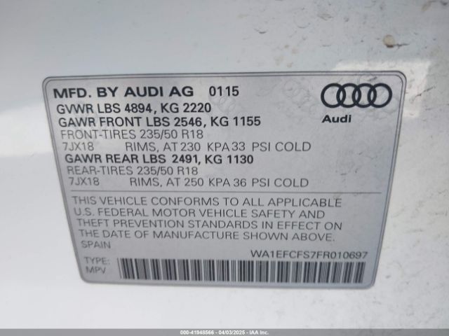 WA1EFCFS7FR010697 Audi Q3 2.0t Premium Plus