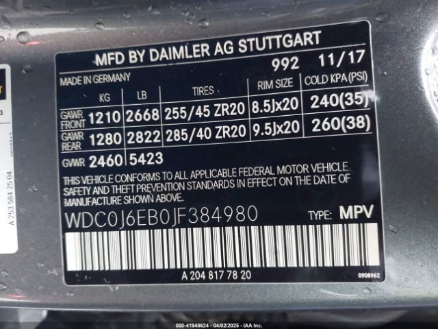 WDC0J6EB0JF384980 Mercedes-Benz Amg Glc 43 Coupe 4matic