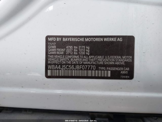 WBA4J5C56JBF07770 BMW 440i Gran Coupe