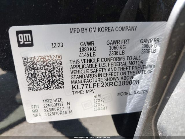 KL77LFE2XRC189008 Chevrolet Trax Fwd Sp