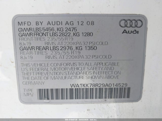 2009 AUDI Q5 WA1KK78R29A014529 Photo 8
