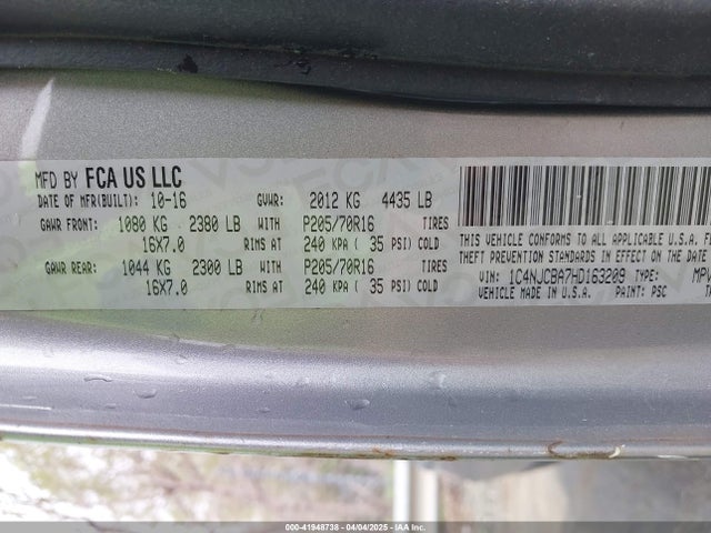 1C4NJCBA7HD163209 Jeep Compass Sport Fwd