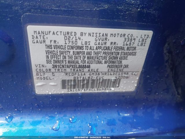 3N1CN7APXEL868846 Nissan Versa 1.6 Sv